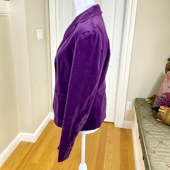 Gap Blazer Velvet Purple Single Breasted Y2K Pockets (8) - Picture 2 of 8